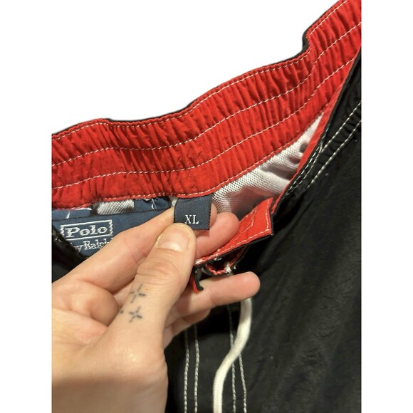 Vintage Polo Ralph Lauren Men’s Swim Trunks Black White Stitching Sz Xl 90s Y2K - Picture 6 of 7